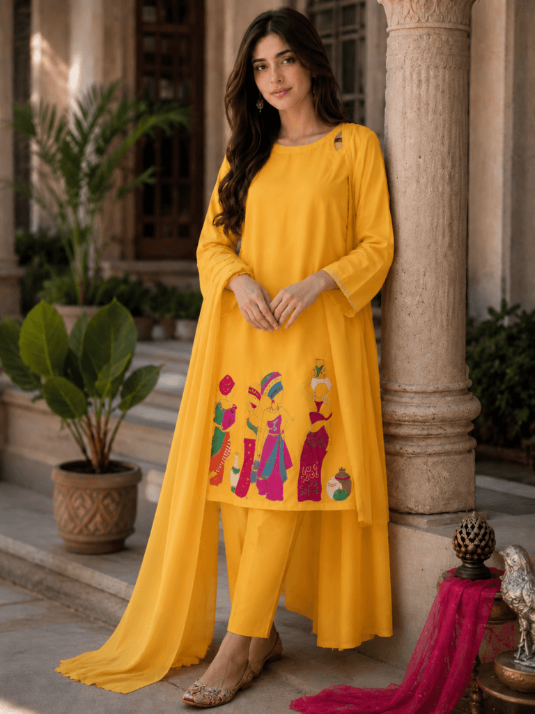 Saffron Bloom | Premium Customized Painted Lawn Suit
