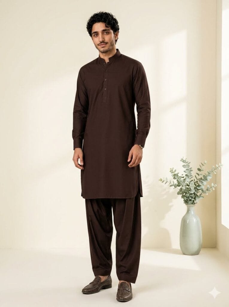chocolate brown Blended Shalwar Kameez
