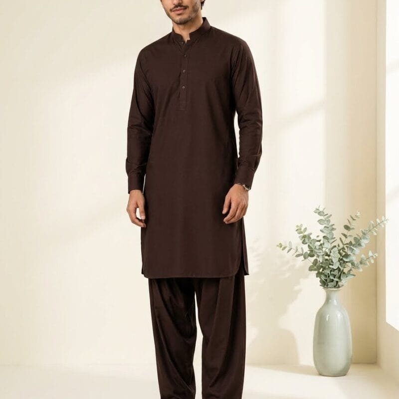 chocolate brown Blended Shalwar Kameez