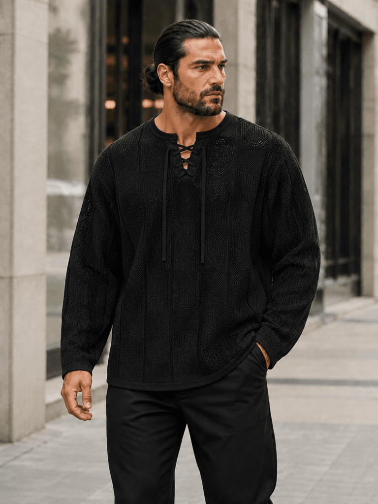 Noir Lattice Knit Shirt