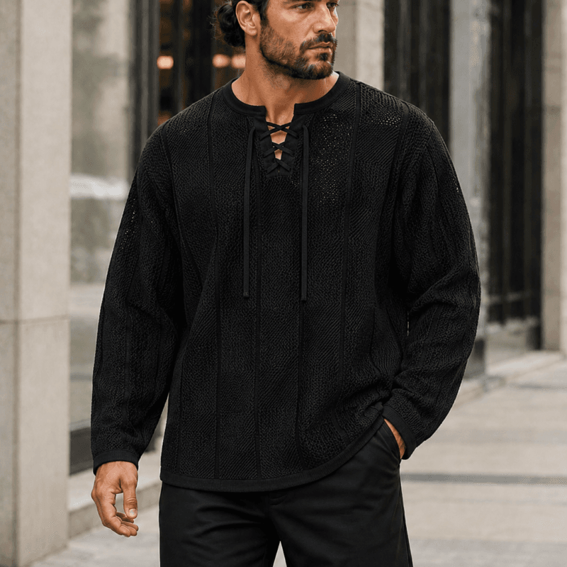 Noir Lattice Knit Shirt