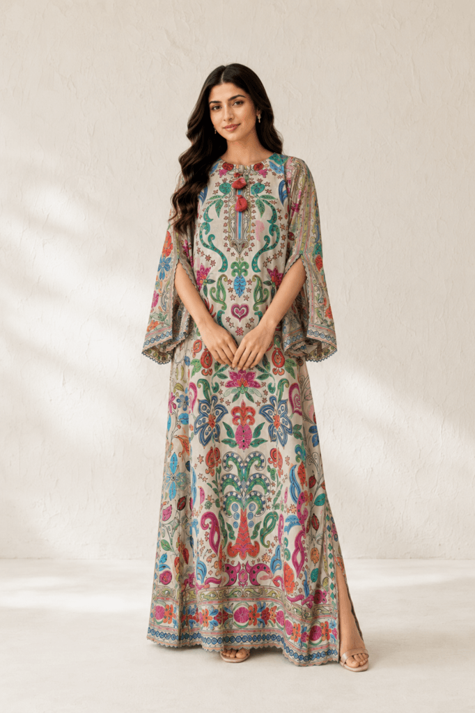 Chromatic Bloom Printed Kaftan