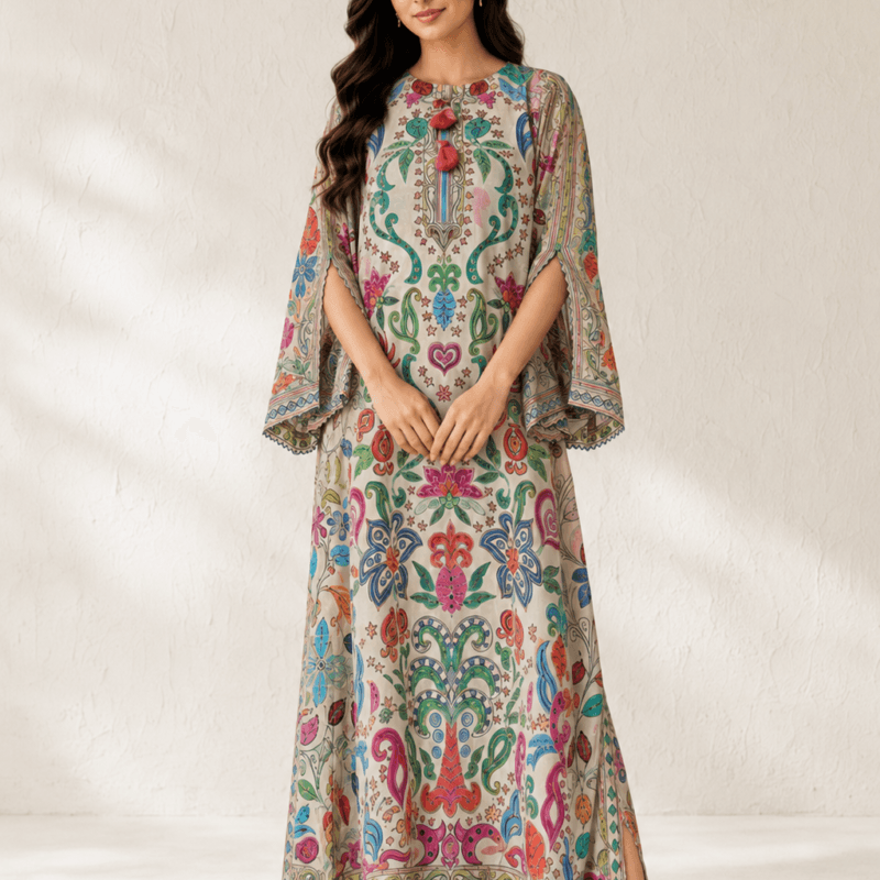 Chromatic Bloom Printed Kaftan