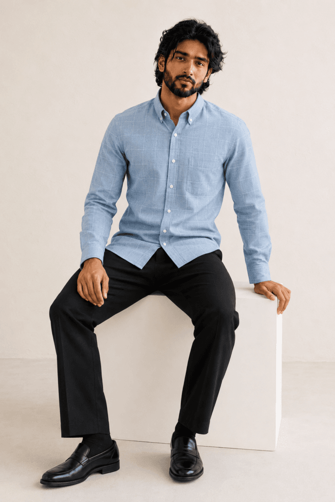 Skyline Windowpane Cotton-Blend Shirt
