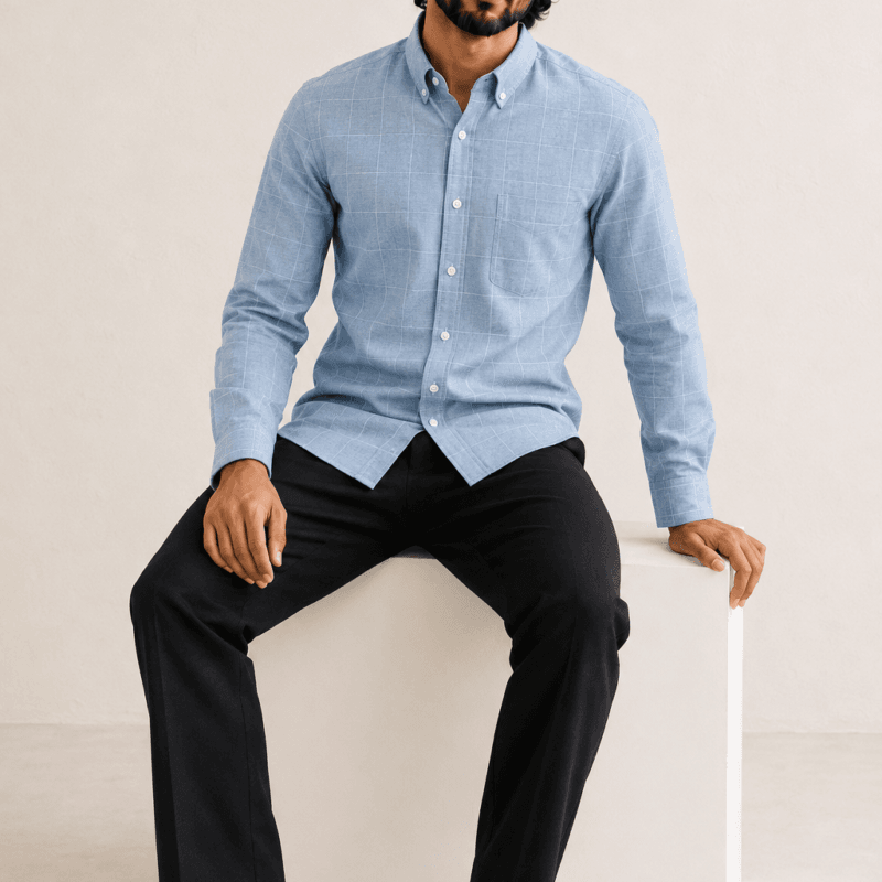 Skyline Windowpane Cotton-Blend Shirt
