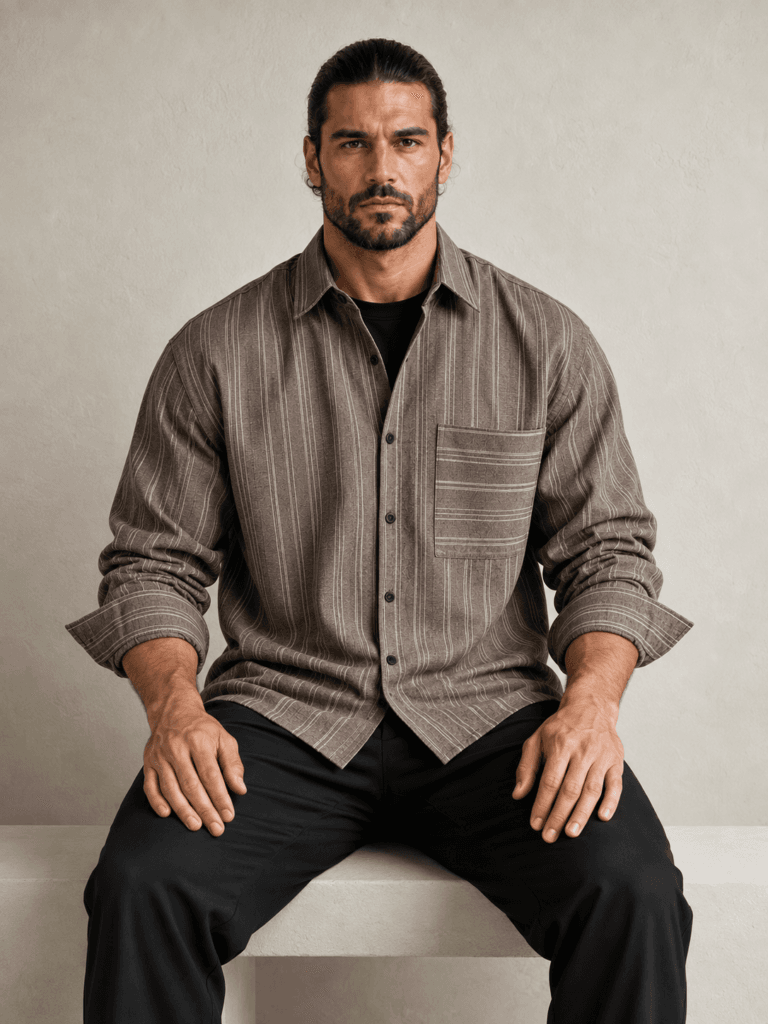 Mocha Linear Relaxed Shirt
