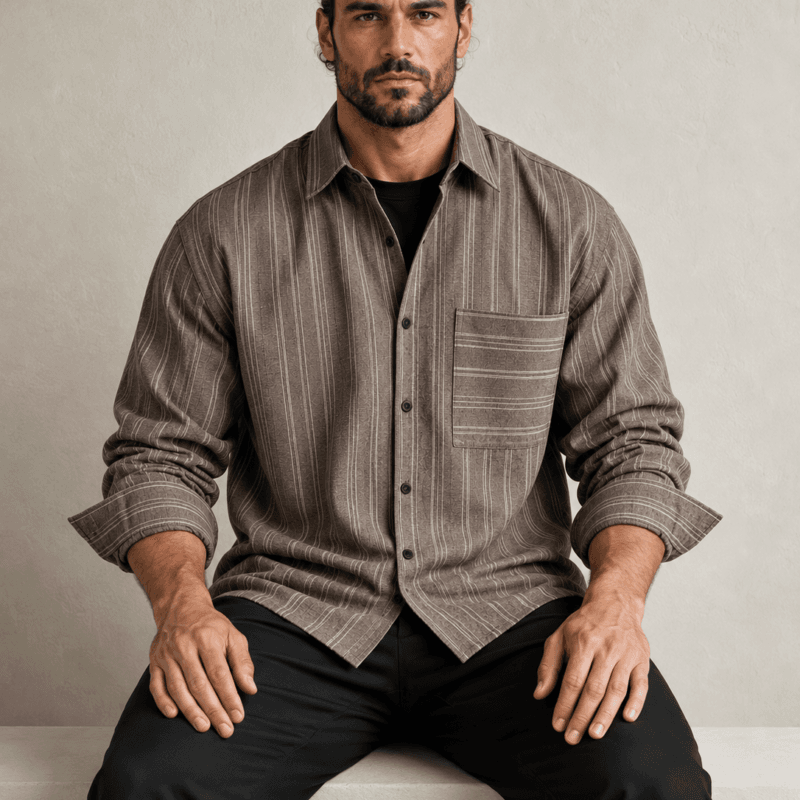 Mocha Linear Relaxed Shirt
