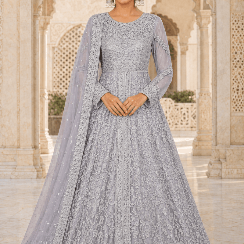 Celestia Silver Bridal Open Gown