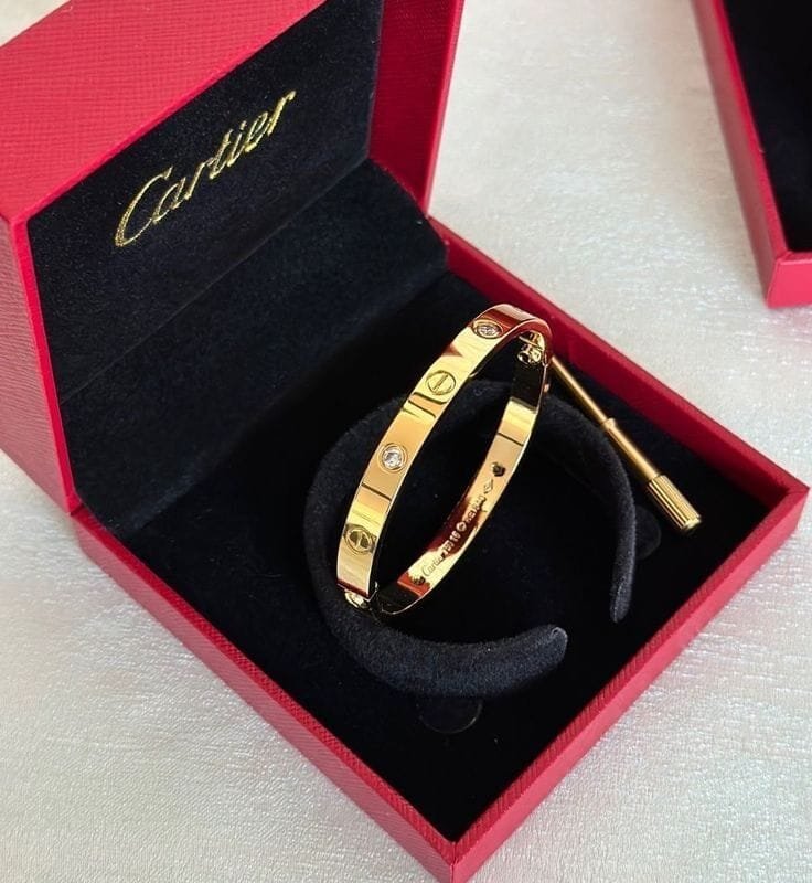 Love bracelet small model with diamond accents in luxury gift box - Elhan and Regina